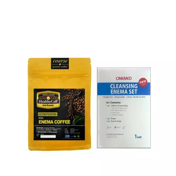 Paket Kopi Enema Gold HealthyCaff Dan Alat Enema Cleansing Set OneMed